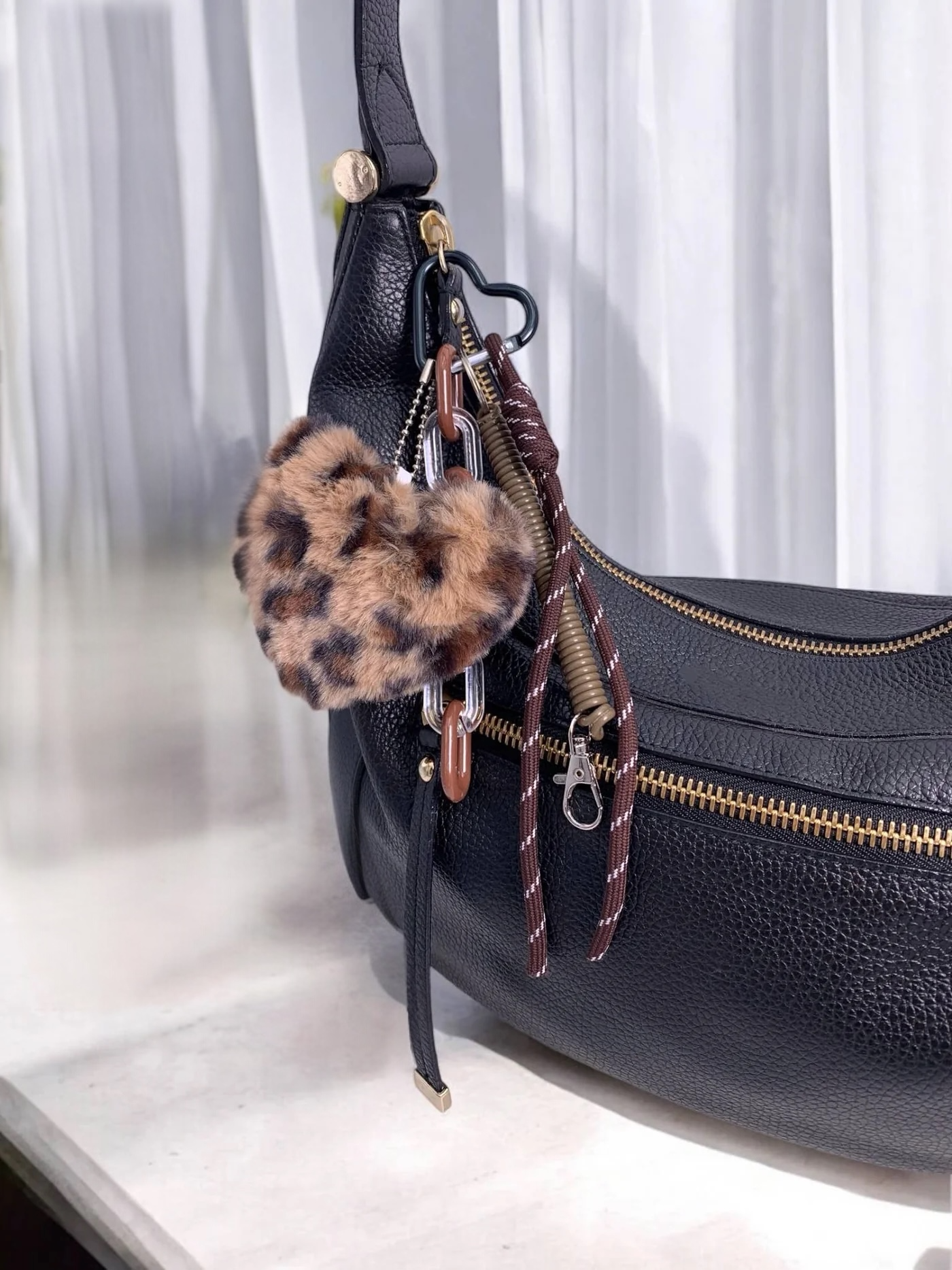 Leopard Heart Bag Charm and Keychain