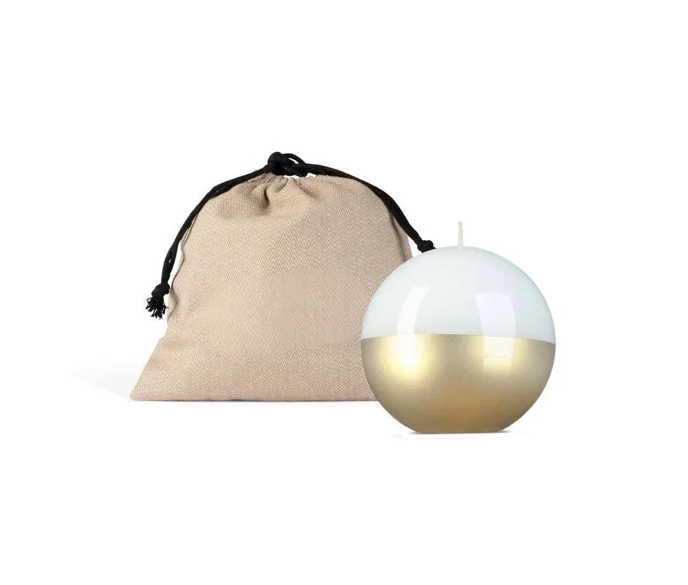 4 inch High Gloss Candle Sphere - white/gold