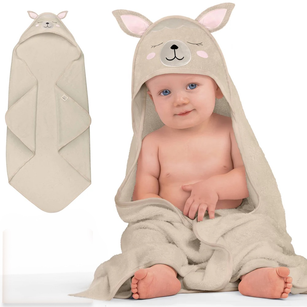 Personalized Cotton Bamboo Hooded Towel - Alpaca