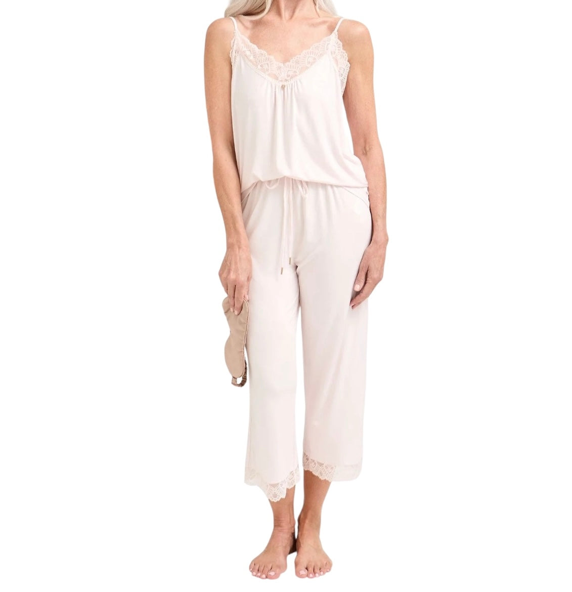 Bamboo Lace Cami and Cropped set - Powder Puff