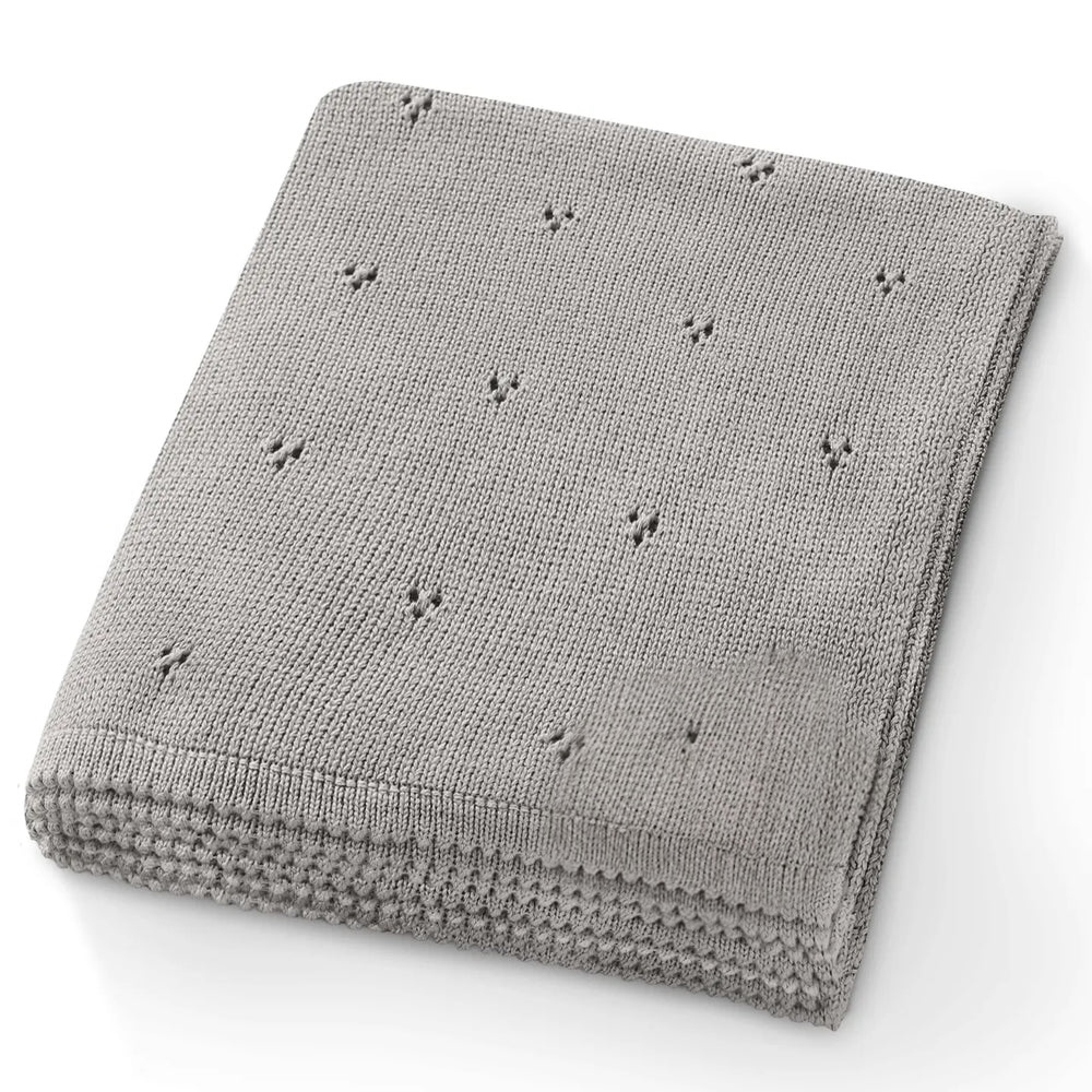 Couverture de naissance en coton biologique pointelle gris tourterelle