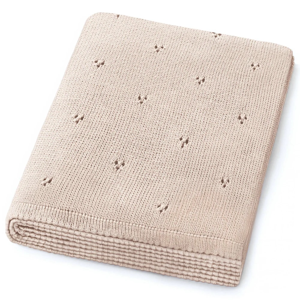 Oatmeal Organic Cotton Pointelle Receiving Baby Blanket