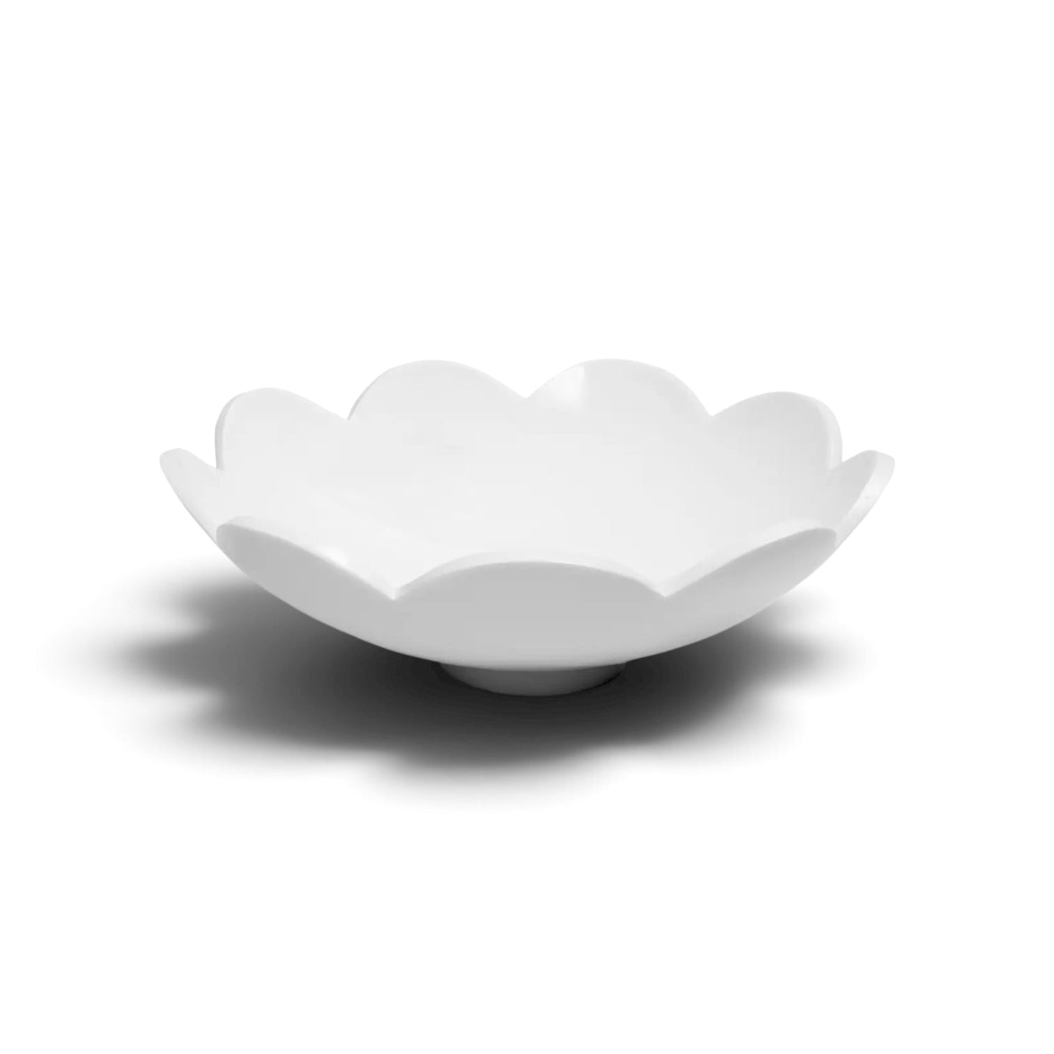 Large Bright White Scalloped Bowl