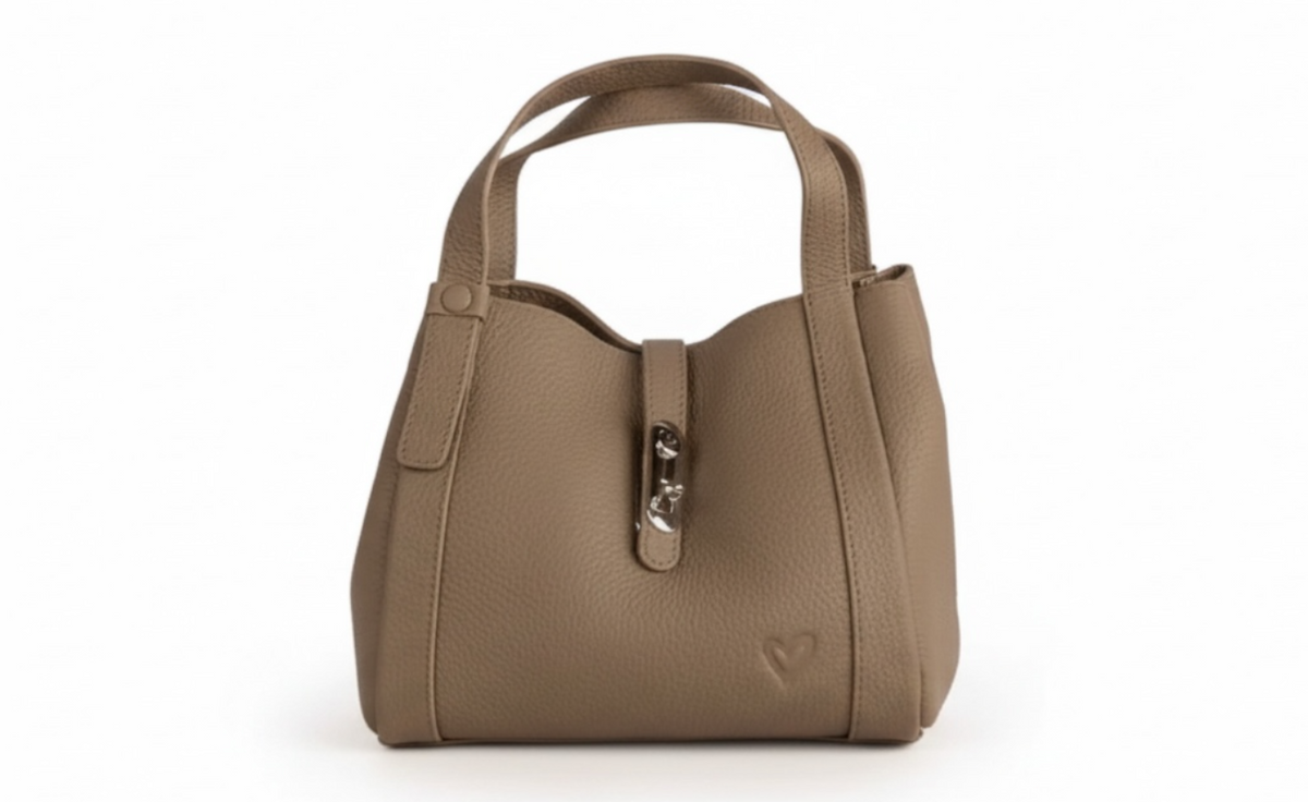 Genuine leather handbag - stone
