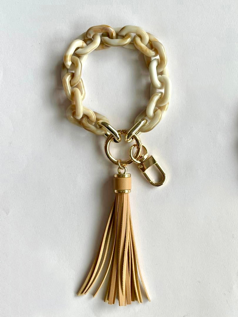 Resin Chain Link Wristlet - RTS Cream Marble