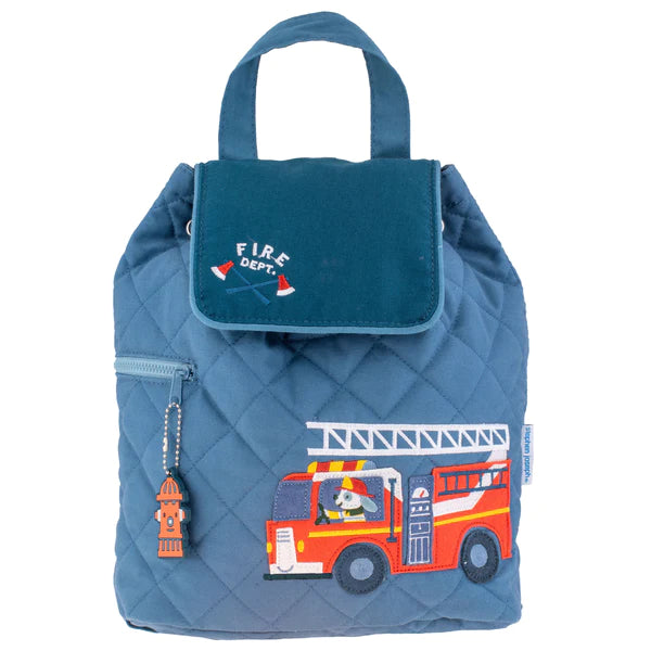 Personalized Quilted Backpack - Firetruck Puppy
