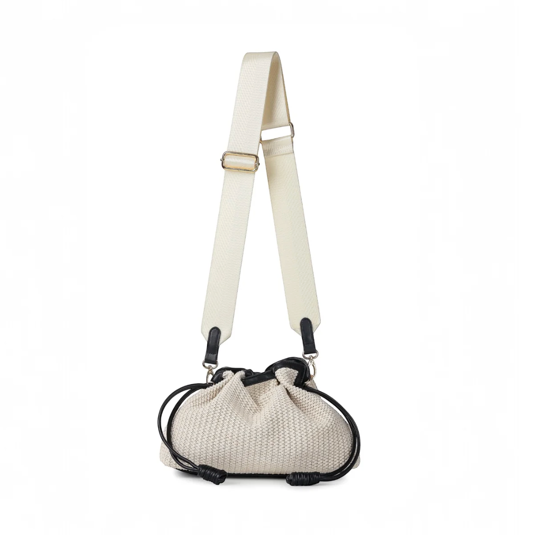 black trim woven convertible crossbody bag