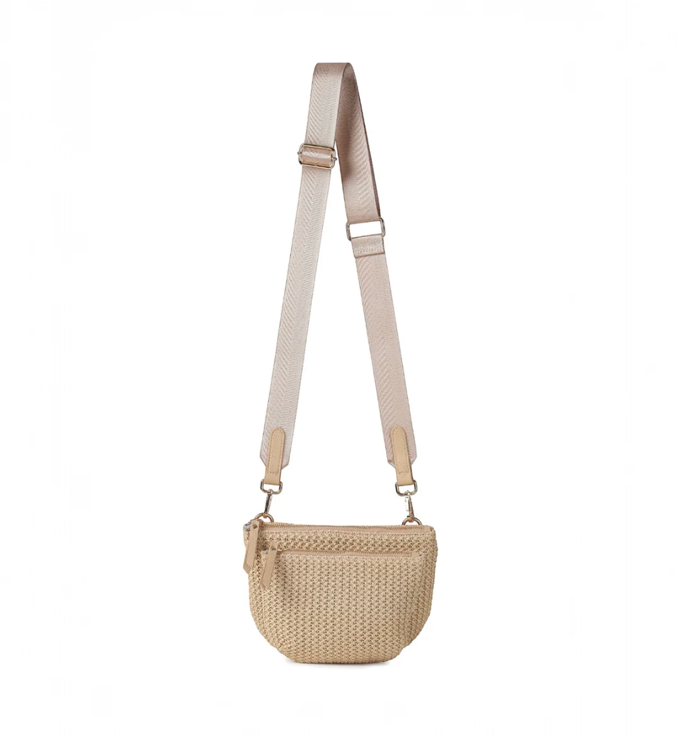 beige raffia convertible crossbody
