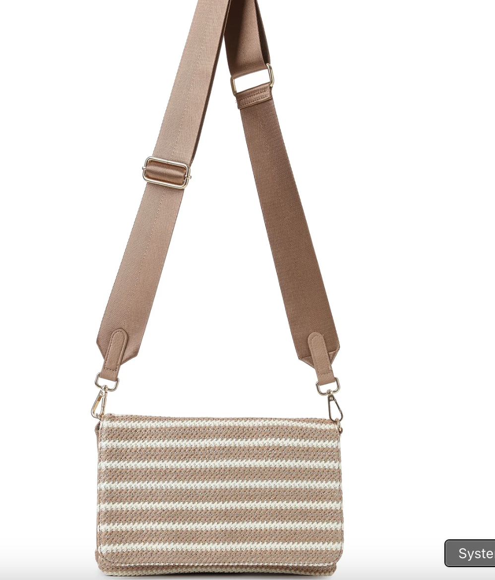 beige striped raffia crossbody