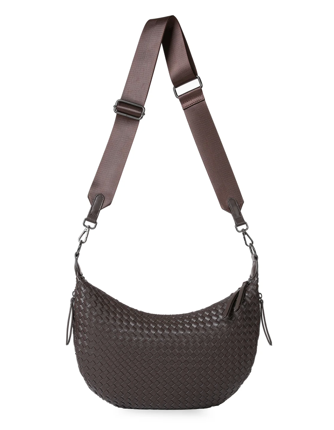 woven vegan leather sling bag- java
