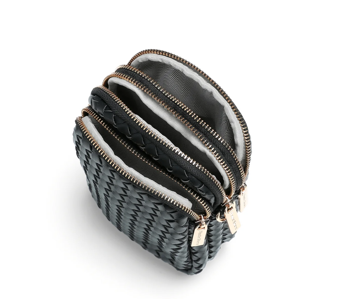 Sac bandoulière cargo pour téléphone en cuir végan grainé