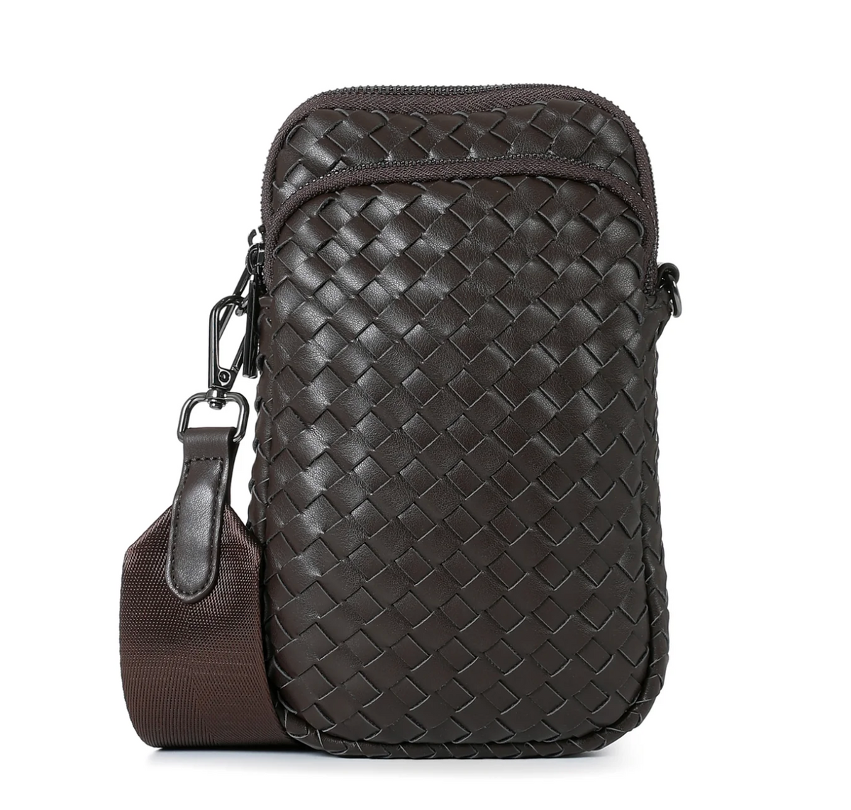 woven vegan leather Phone Crossbody - Java