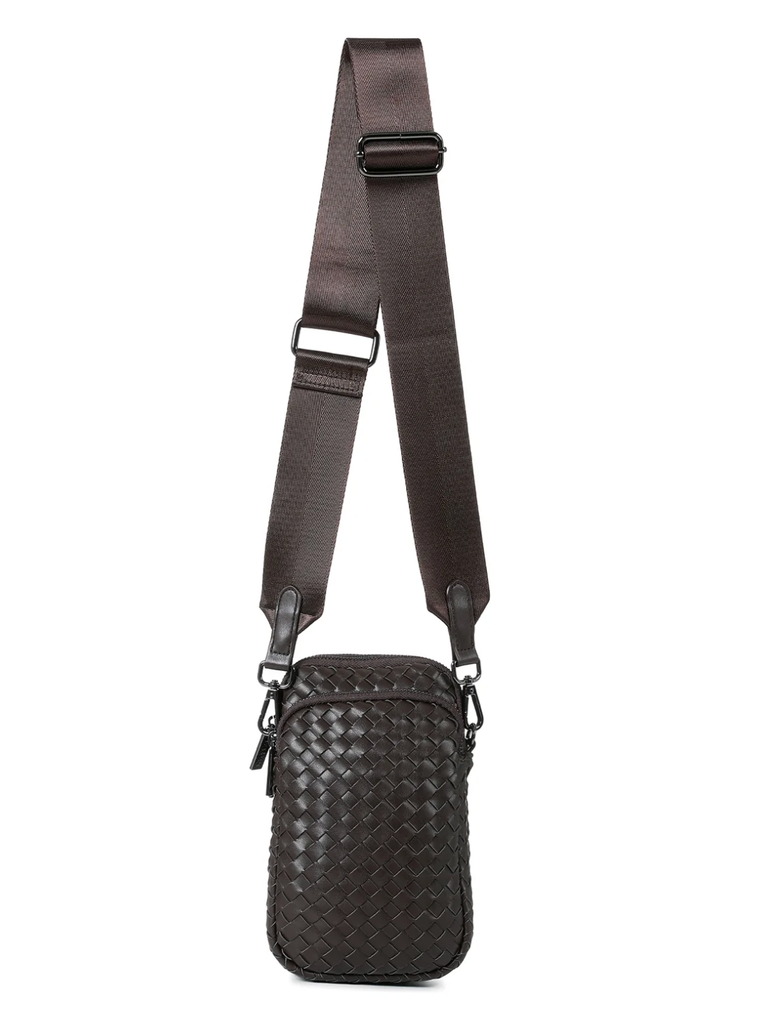 woven vegan leather Phone Crossbody - Java