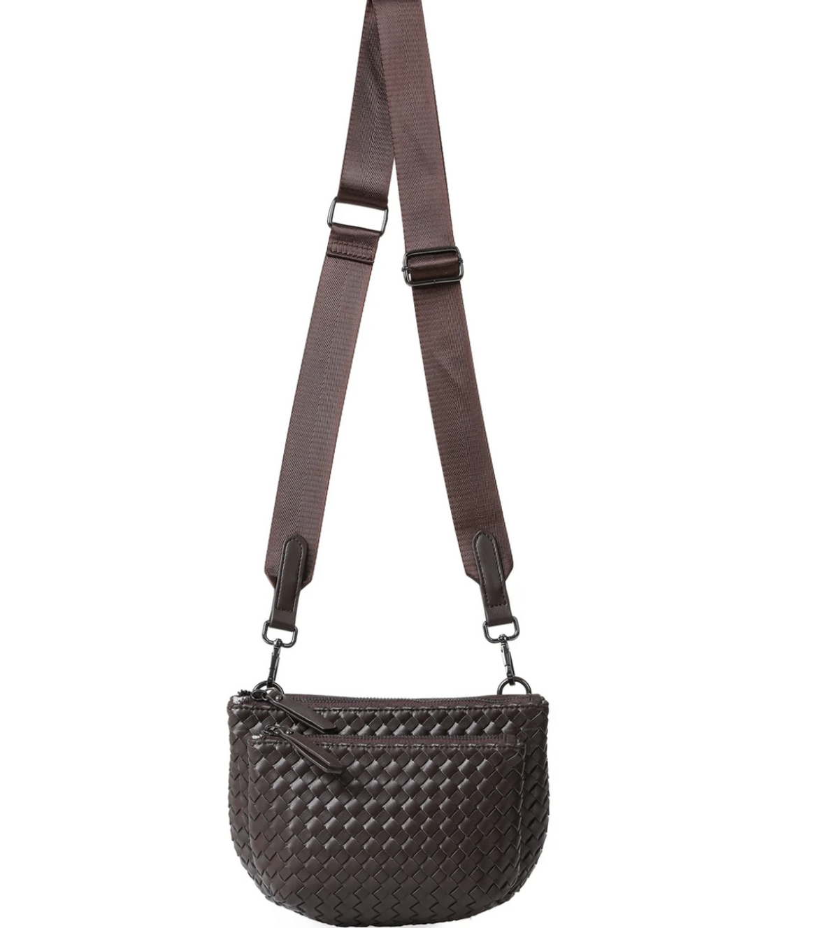 woven Vegan leather Convertible Crossbody - java