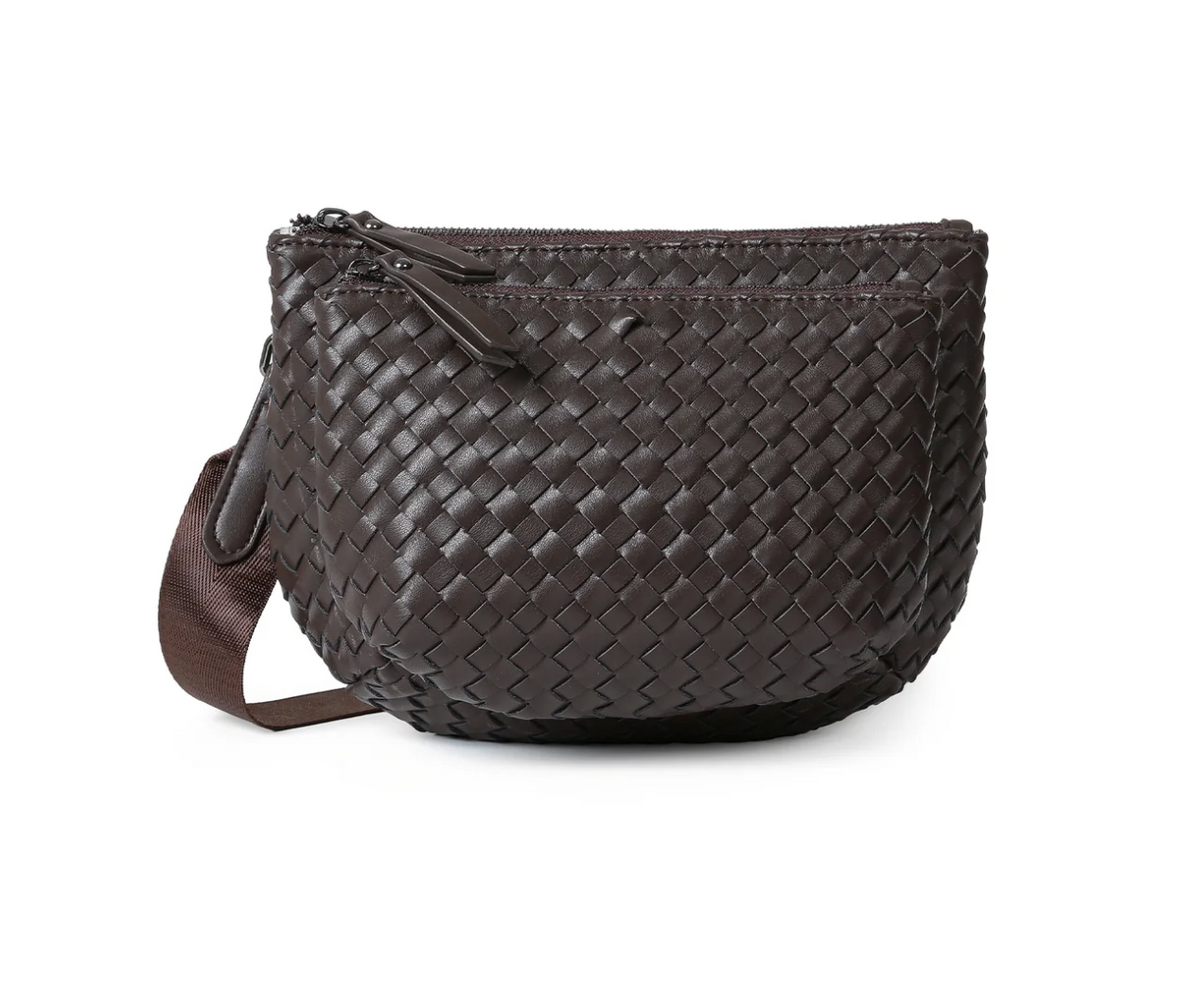 woven Vegan leather Convertible Crossbody - java