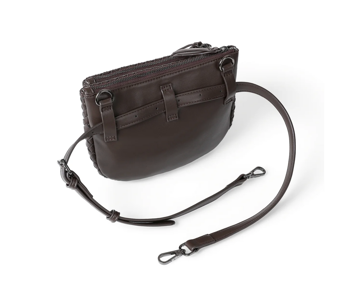 woven Vegan leather Convertible Crossbody - java