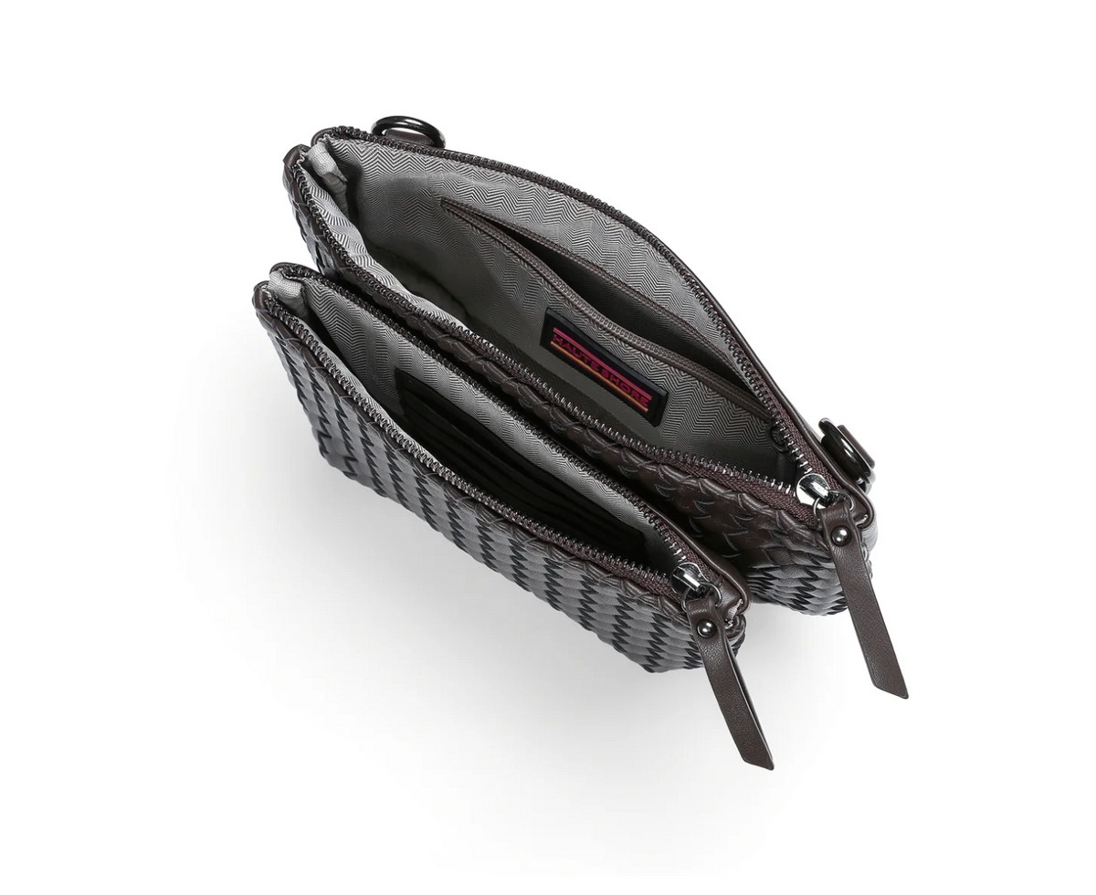 woven Vegan leather Convertible Crossbody - java