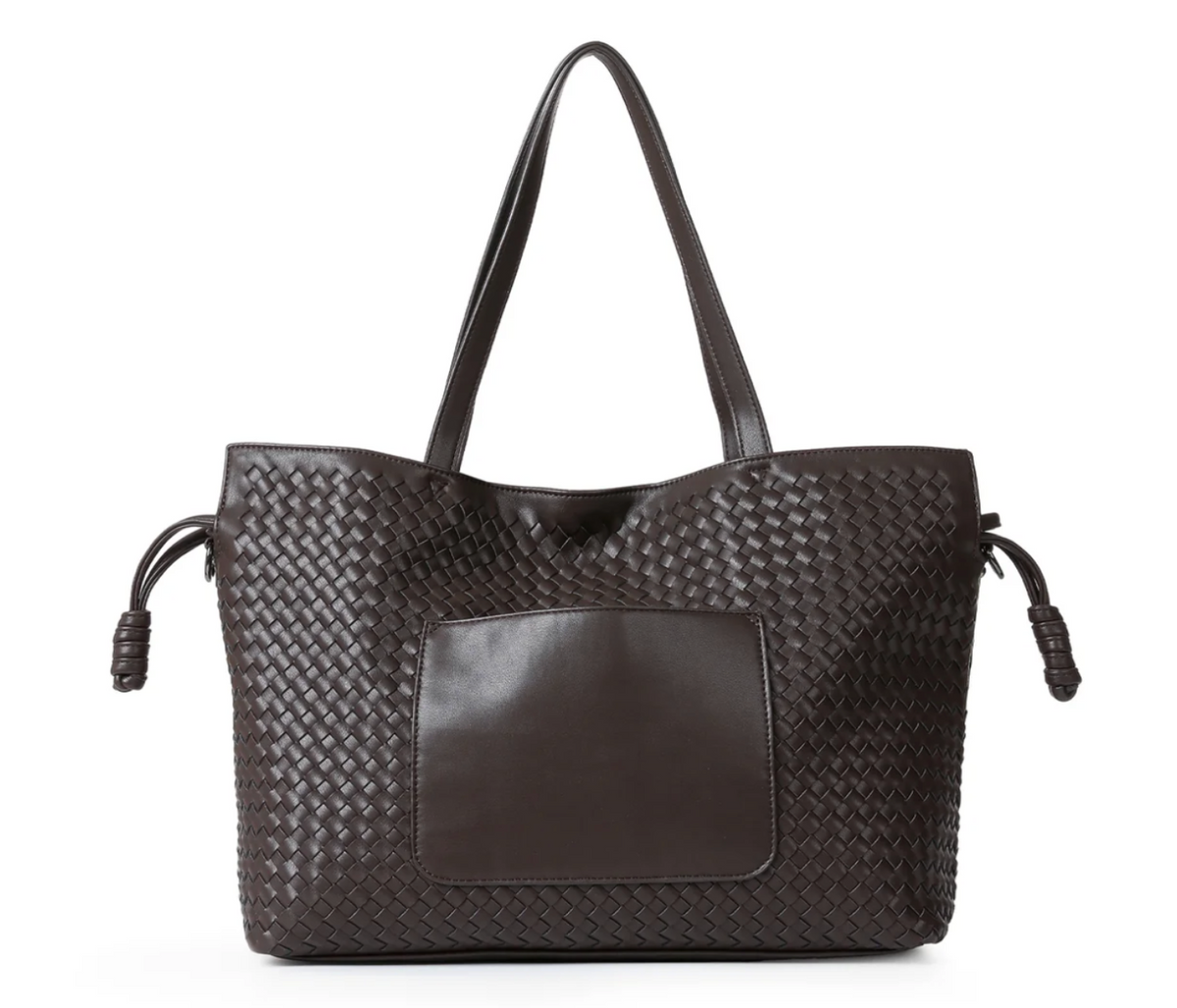 Sac cabas en cuir végan gaufré - noir