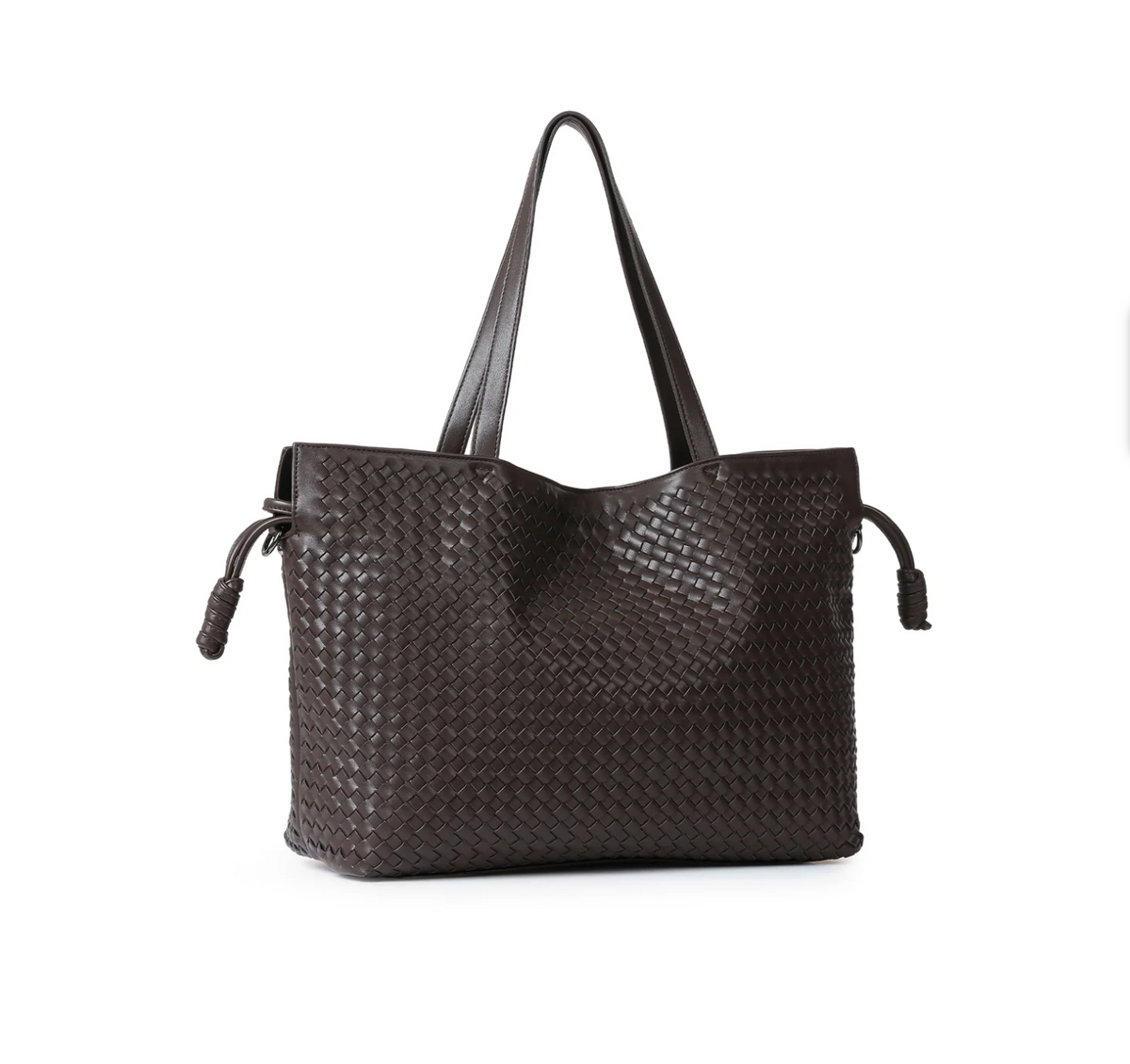 Sac cabas en cuir végan gaufré - noir
