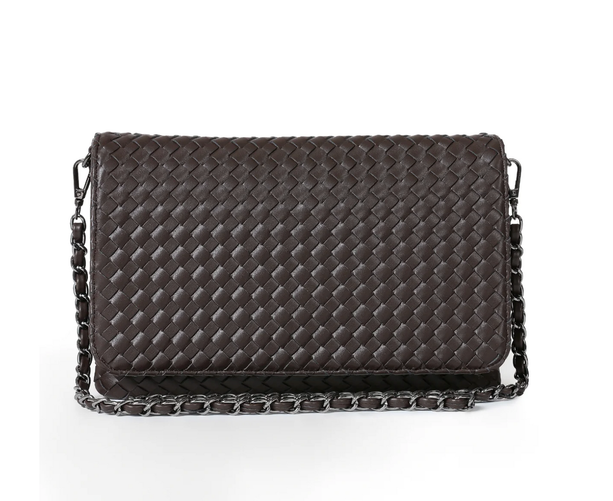 woven vegan leather crossbody bag - java