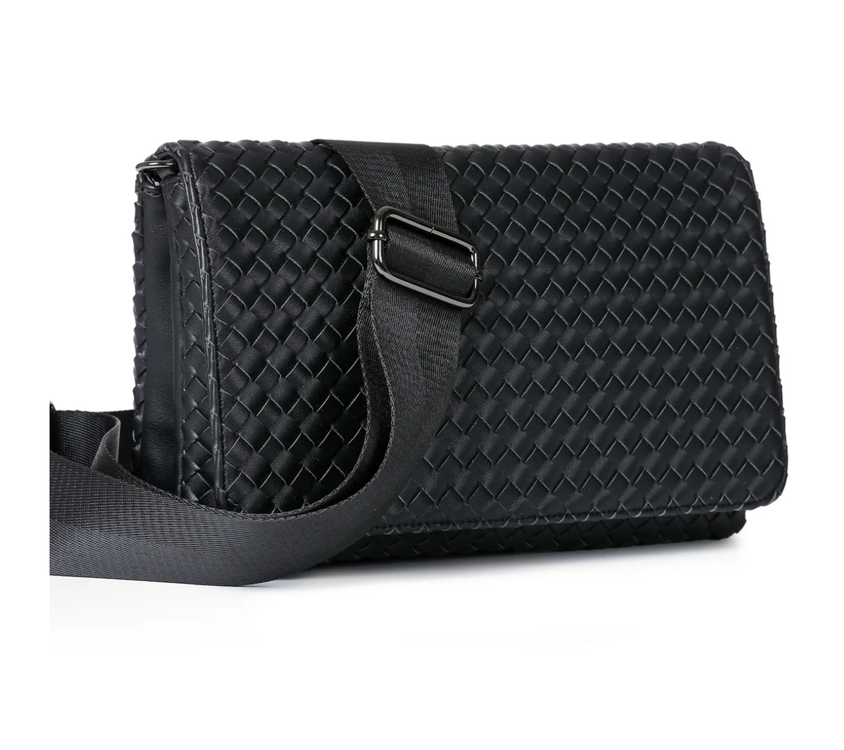 Sac cabas en cuir végan gaufré - noir