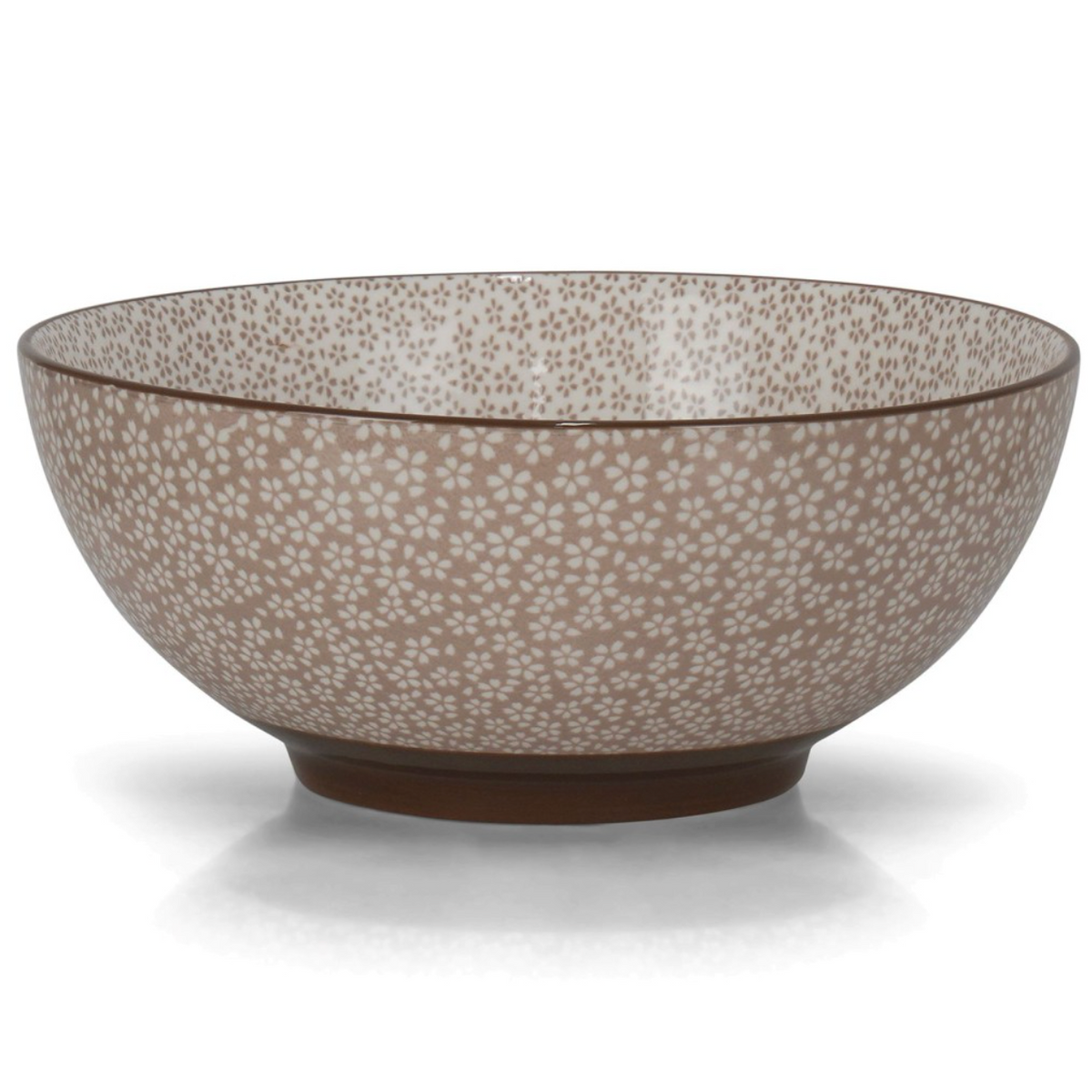Brown and white floral bowl