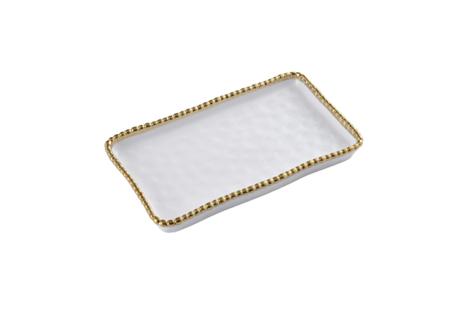 Pampa Bay Rectangular Vanity Tray With Gold Beads