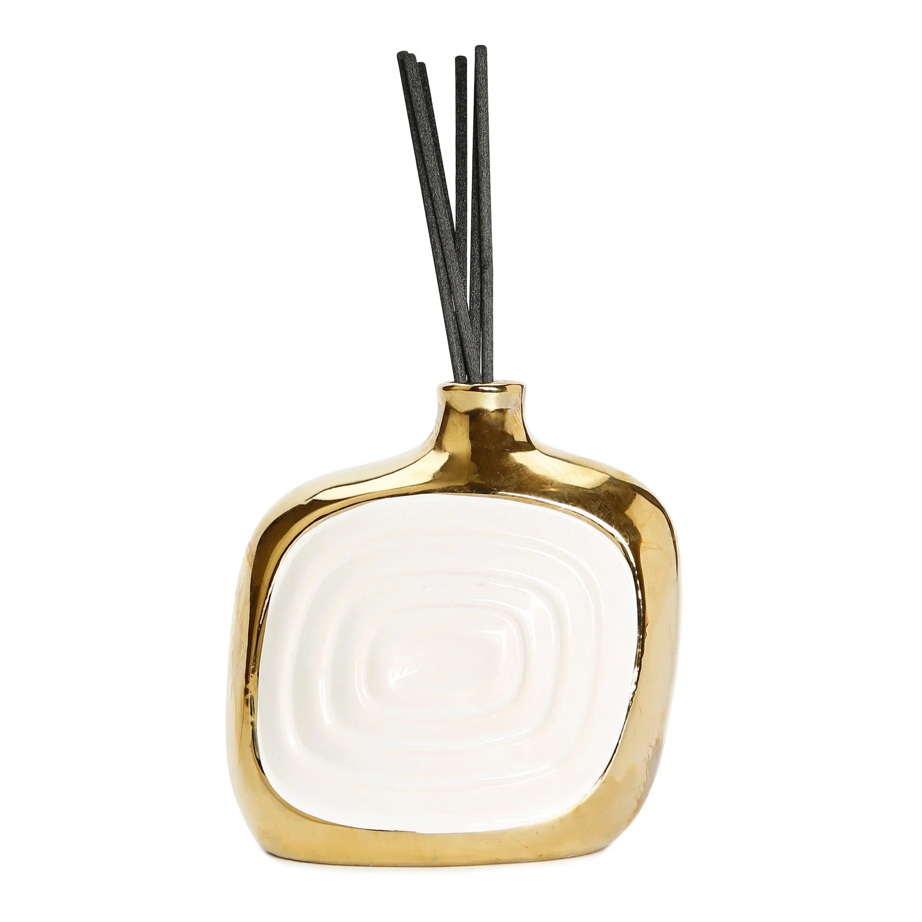 Diffuseur carré blanc bordé d'or, parfum « Poire Anglaise &amp; Freesia »