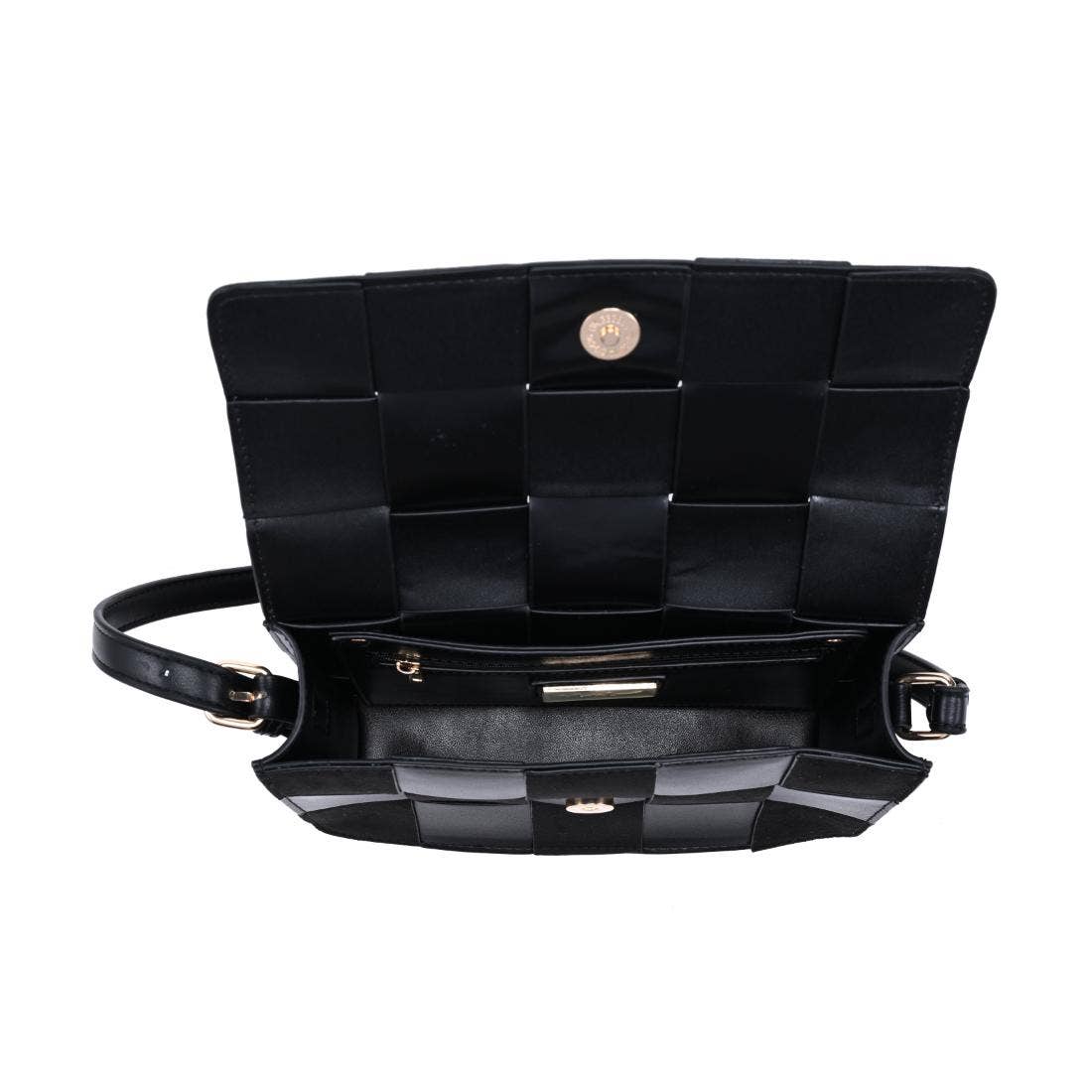 Vegan leather checkered Crossbody - black
