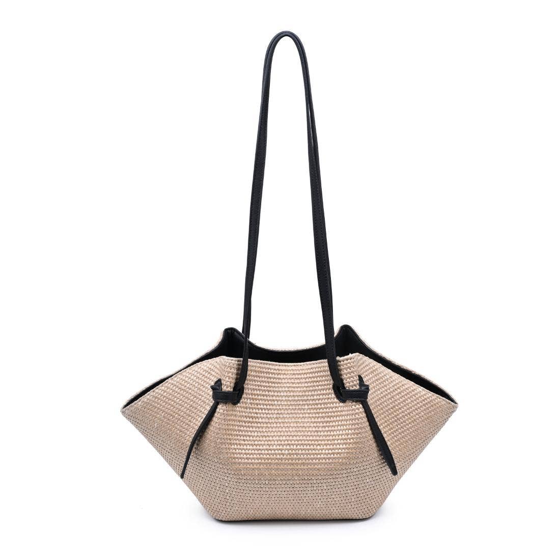 Woven Tote with elongated straps - natural black