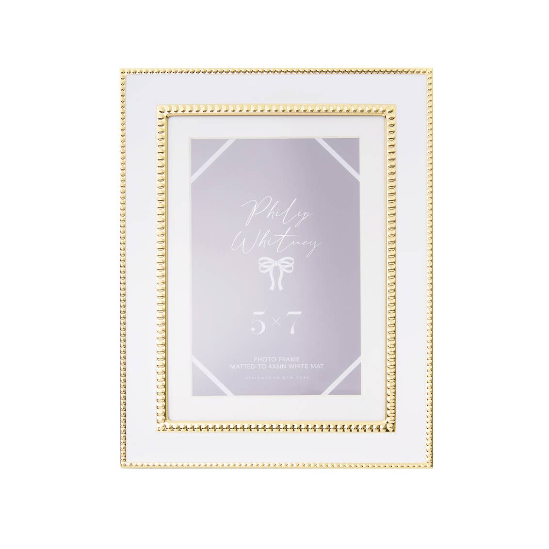 Photo Frame 5x7" White & Gold