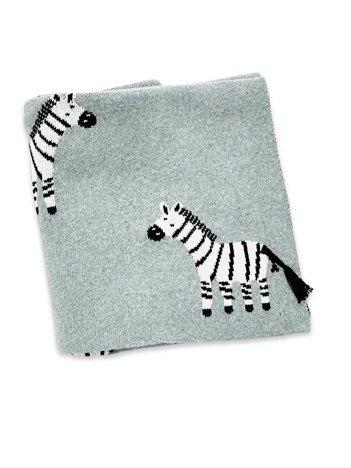 Personalized Zebra Organic 3D Sweater Knit Baby Blanket