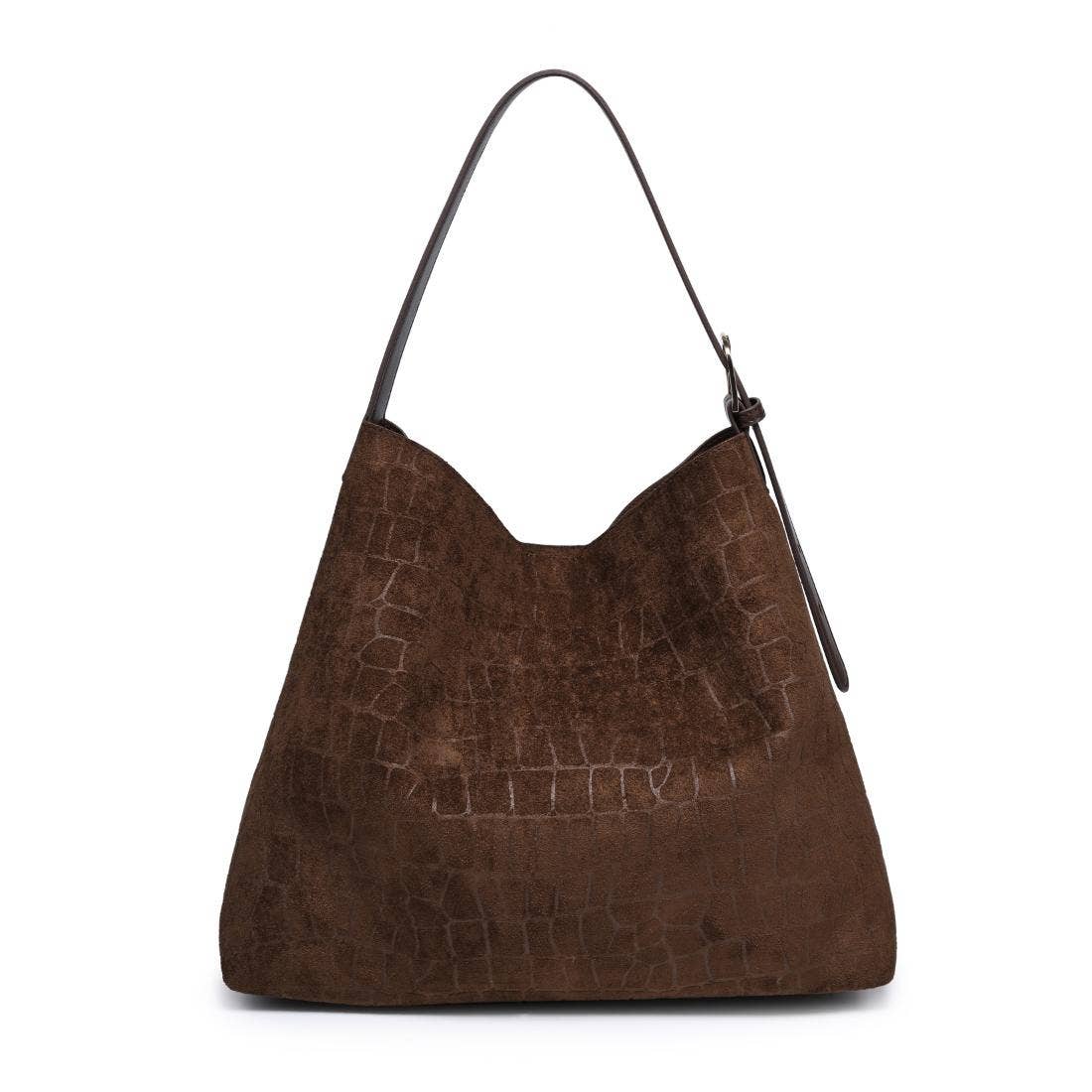 Croc suede shoulder Tote