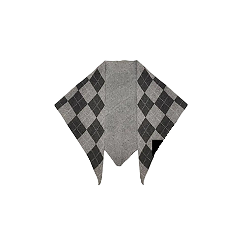 Argyle Knitted Triangle Scarf Wrap
