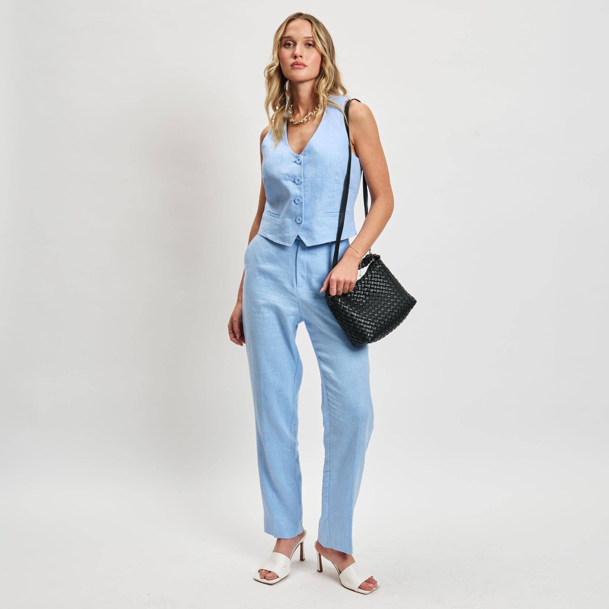 Woven vegan leather Crossbody