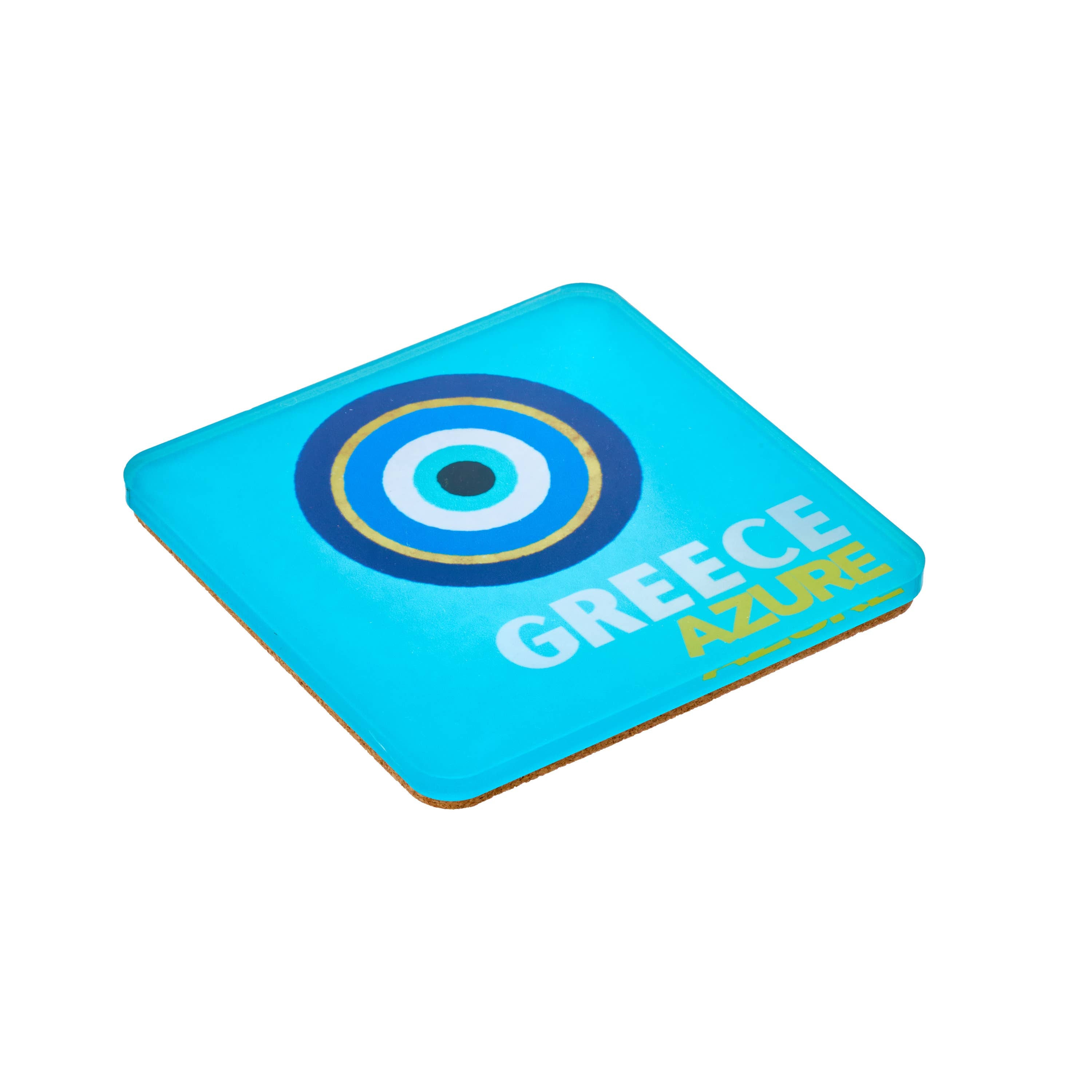 Set of 4 Acrylic Coasters in holder, Greece