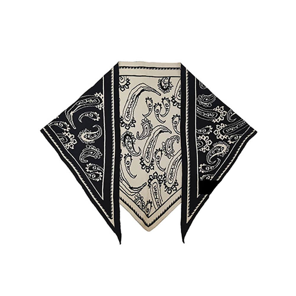 Paisley Knitted Triangle Scarf Wrap