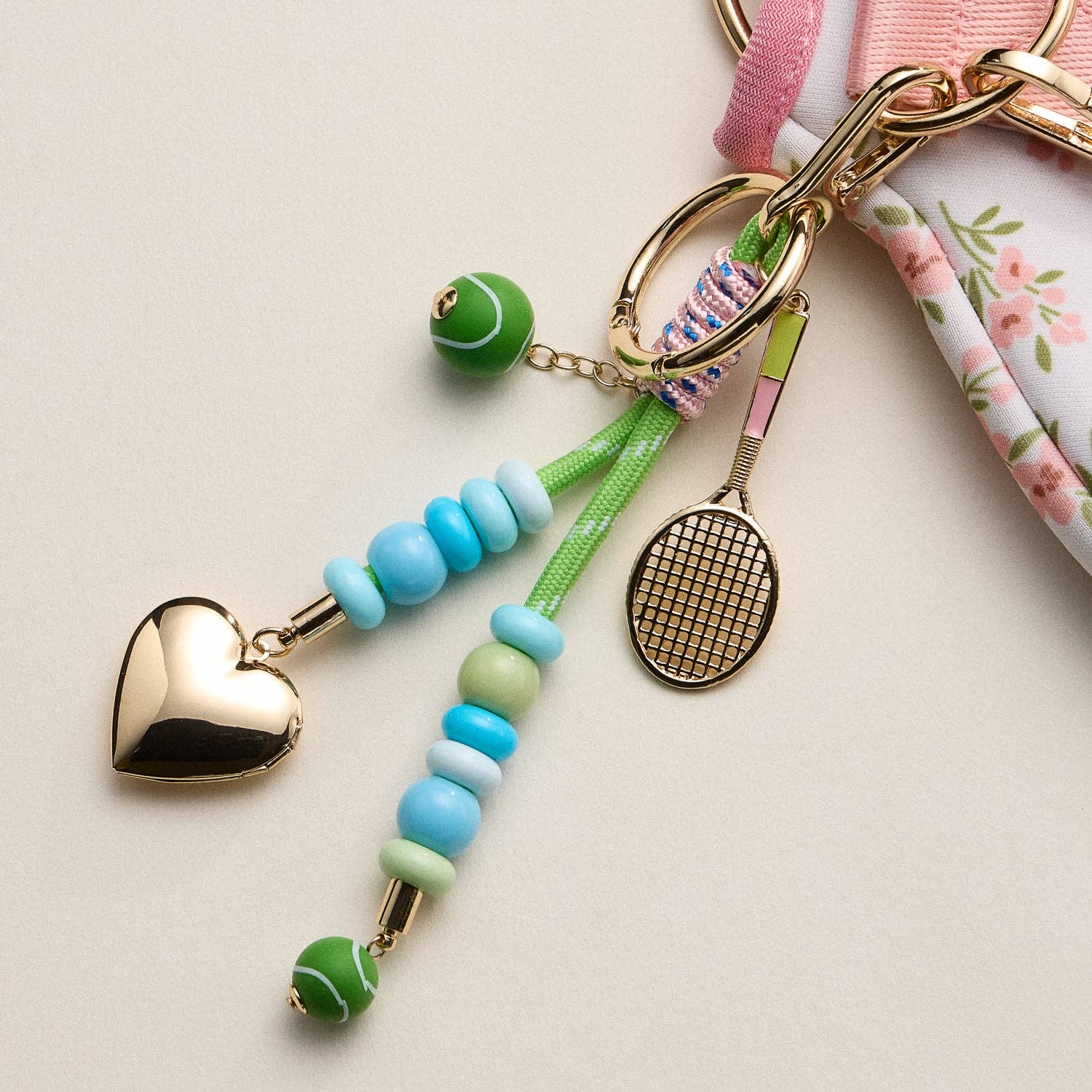 Tennis Charm Beaded Keychain