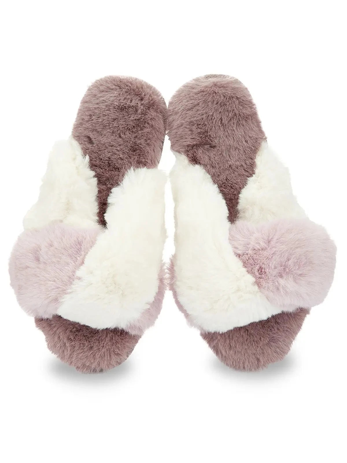 taupe plush slippers
