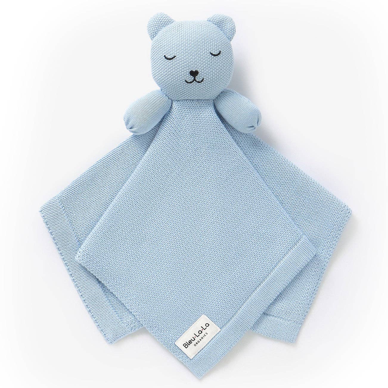 Organic Plush Lovey Security Blanket: Bear - Sky Blue