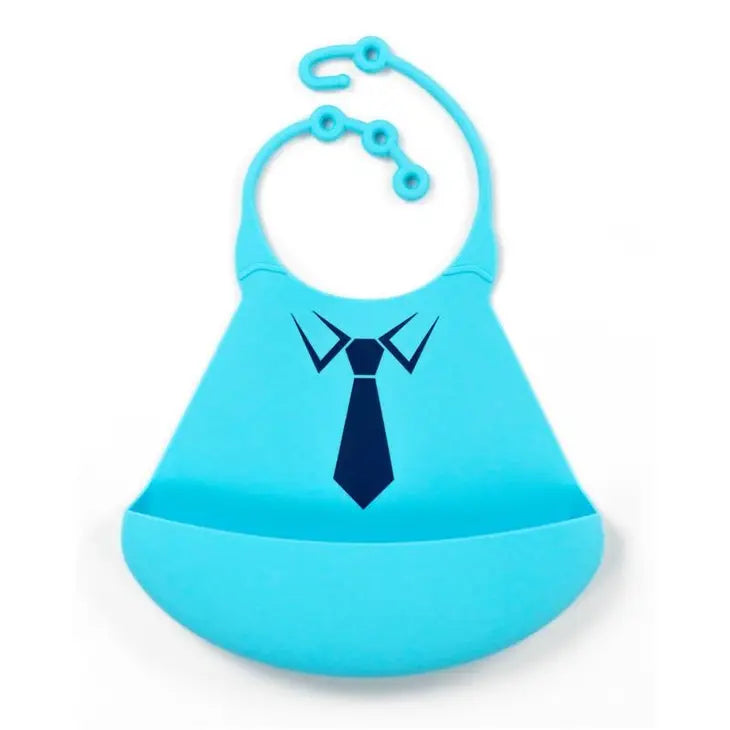 Silicone Bib - Blue Tie