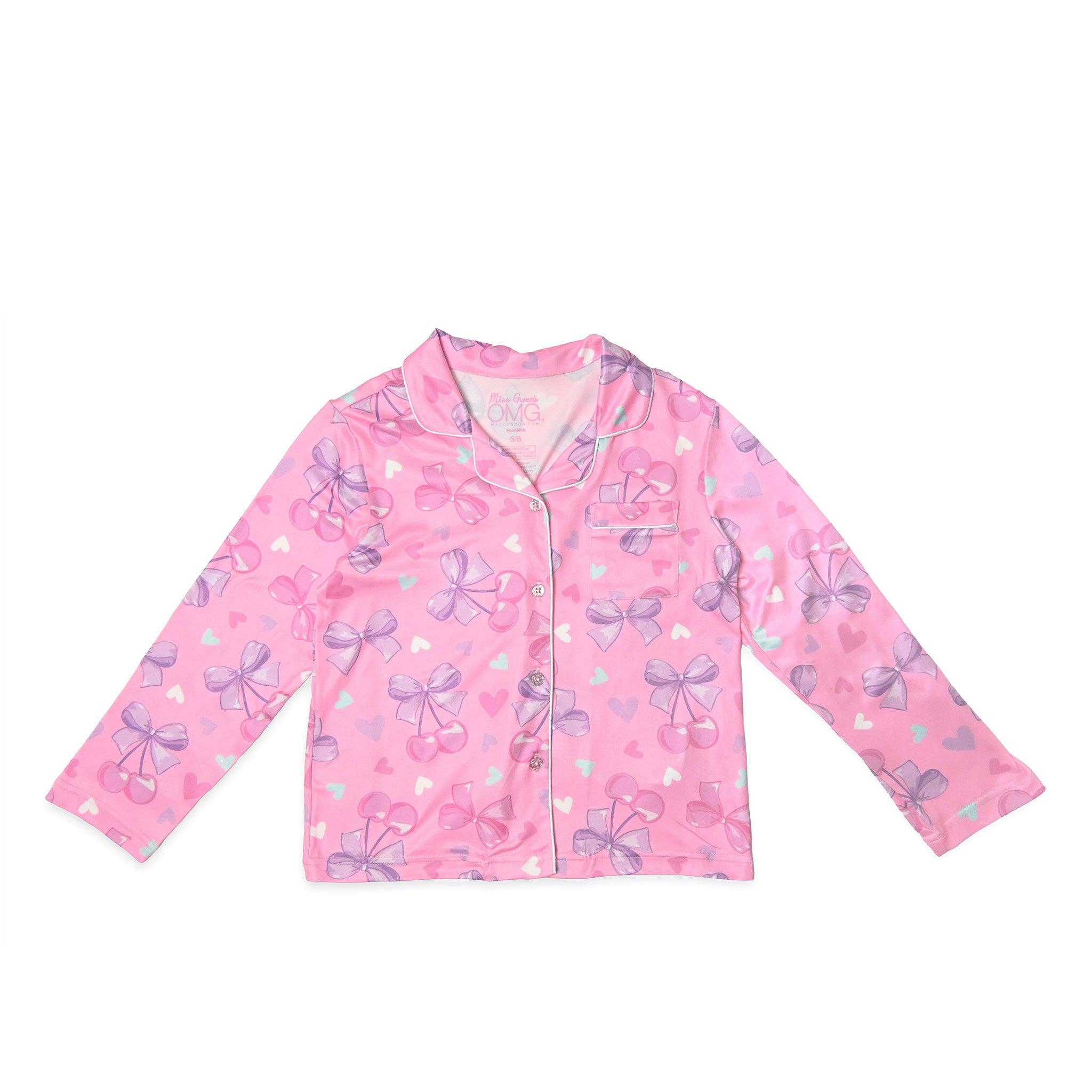 Cherry Bow Print Yummy Pajama Set with Headband