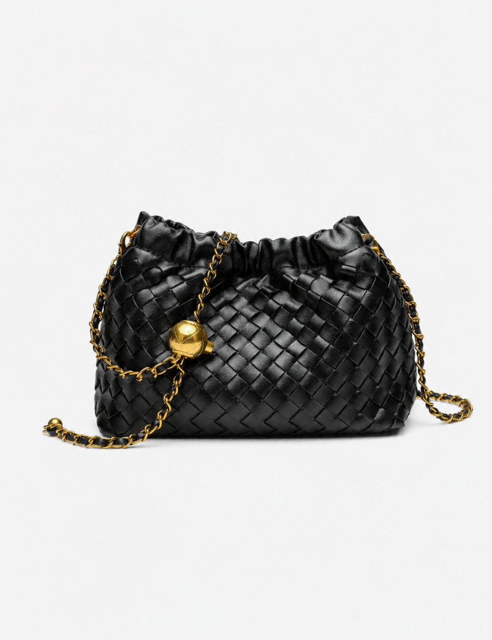 Ladies Woven Drawstring Crossbody Bag