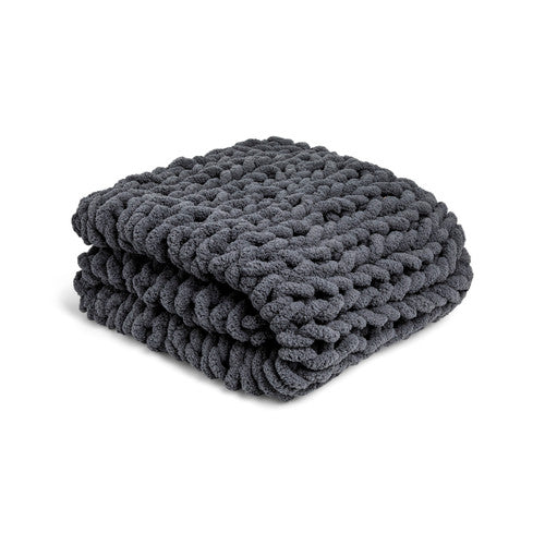 Chunky Knit Throw Blanket Charcoal