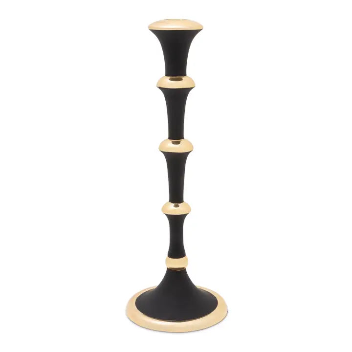 10.25"H Black and Gold Candlestick - Set of 2