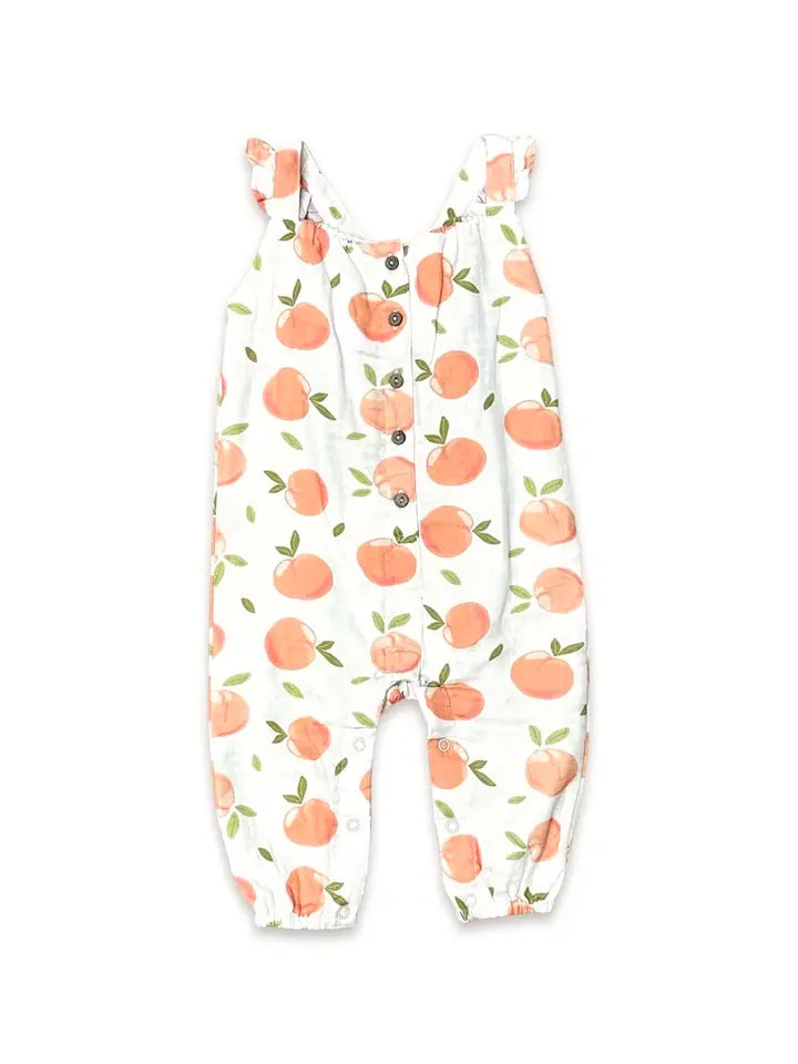 Peaches Ruffle & Button Sleeveless Jumpsuit (Organic Muslin)
