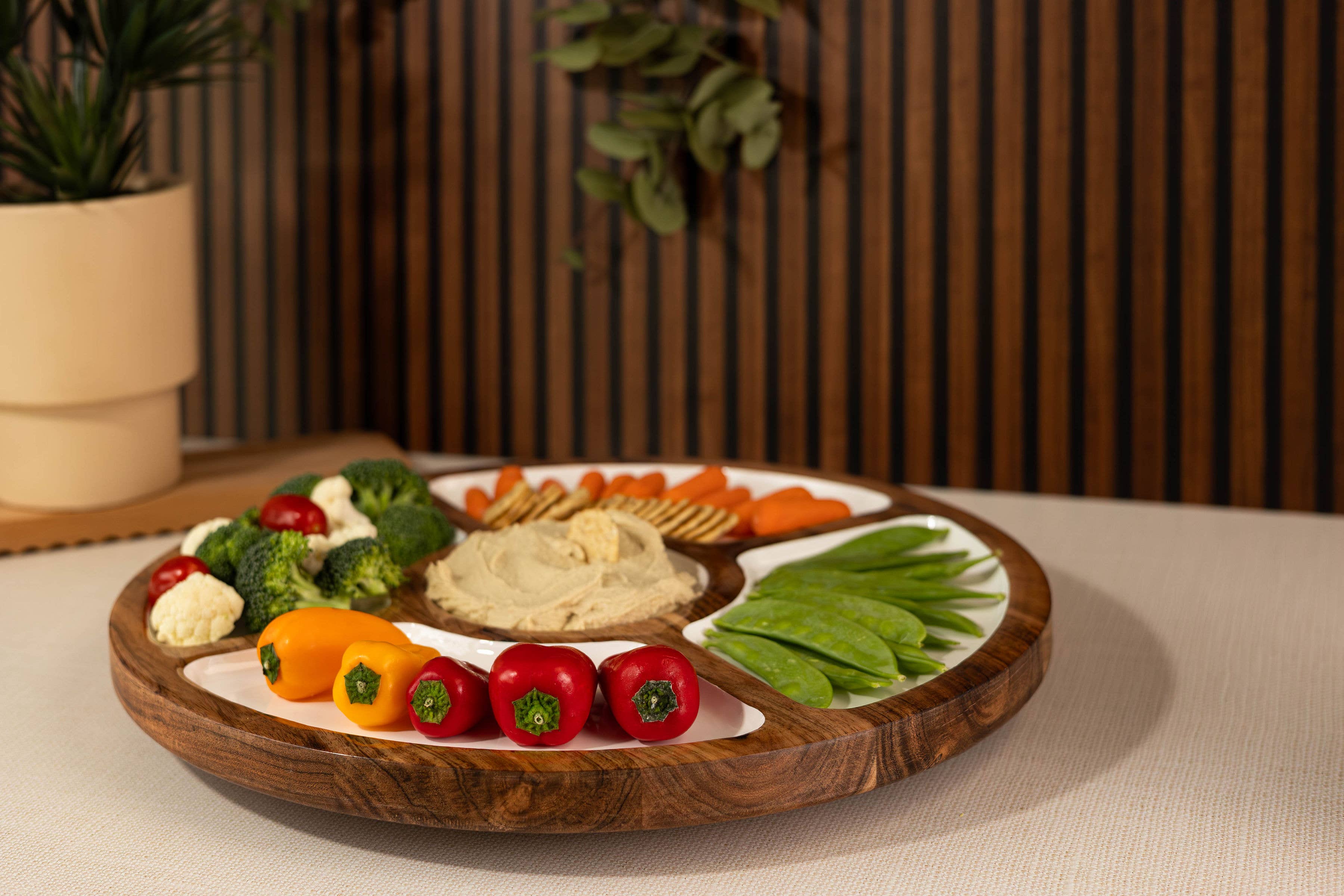 Mango Wood + White Compartment Lazy Susan