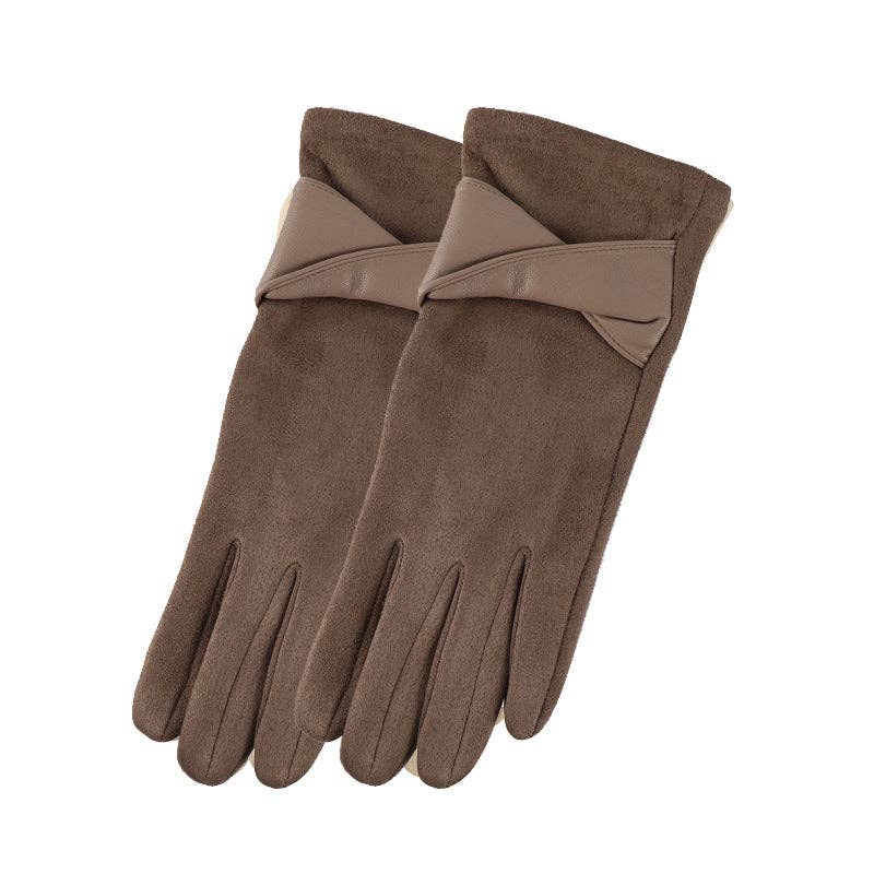 Elegant Suede Thermal Gloves - coffee