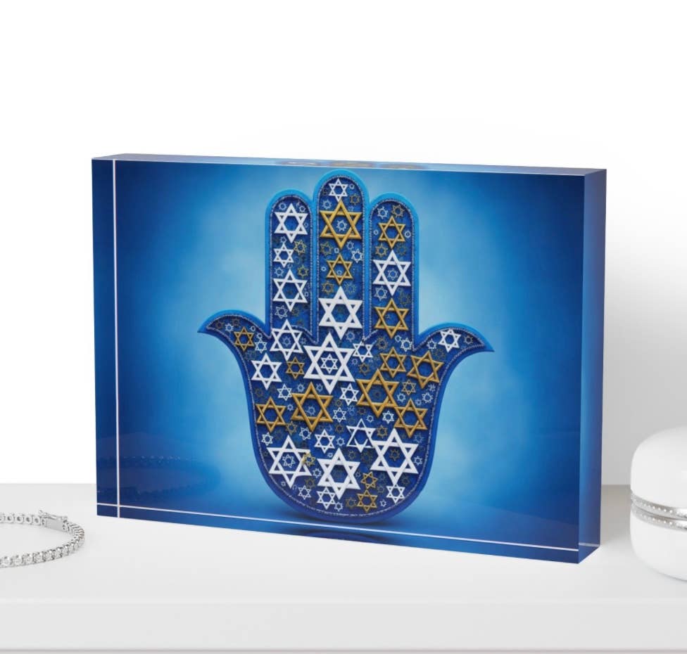 Hamsa Star Of David Crystal Block 