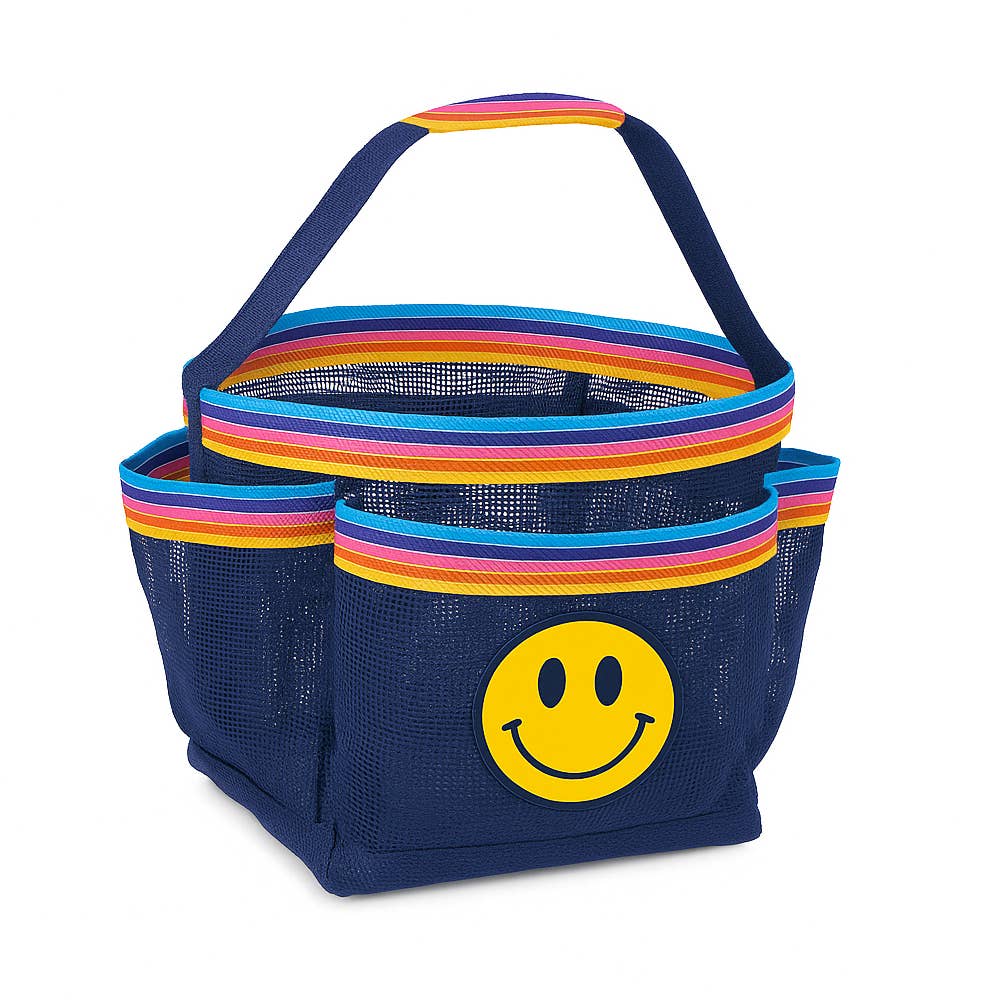 Retro Happy Face Mesh Shower Caddy